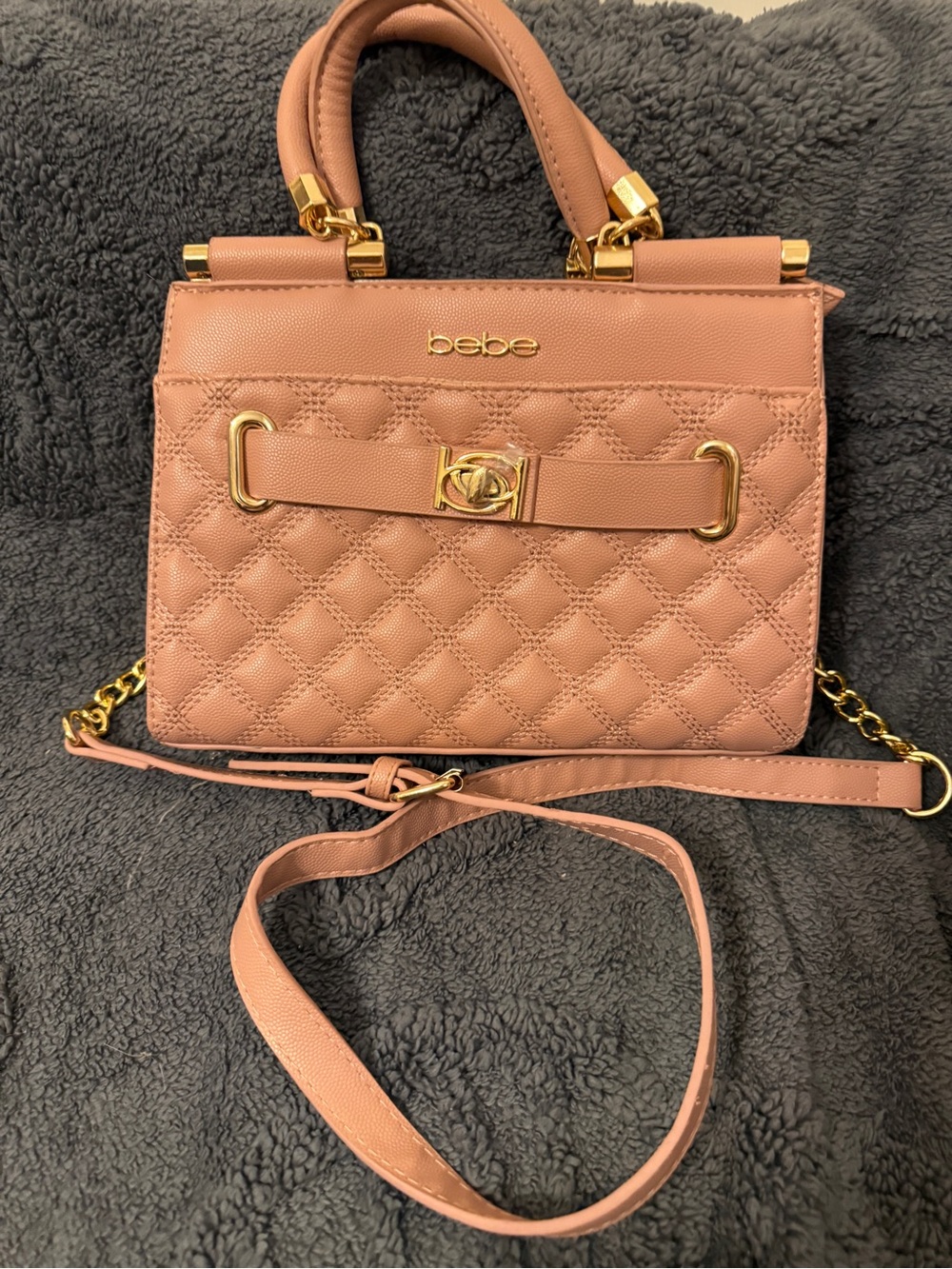 Bebe Quilted Top-Handle Crossbody Bag in Dusty Rose (Pink) 9.5"x3"x6.5" Purse